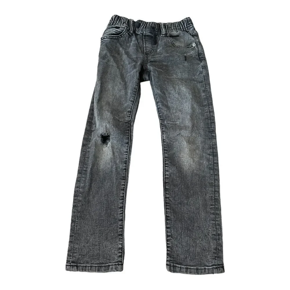 Gap | Pull On Stretch Slim Fit Drawstring Distressed Pants in Washed Black | S